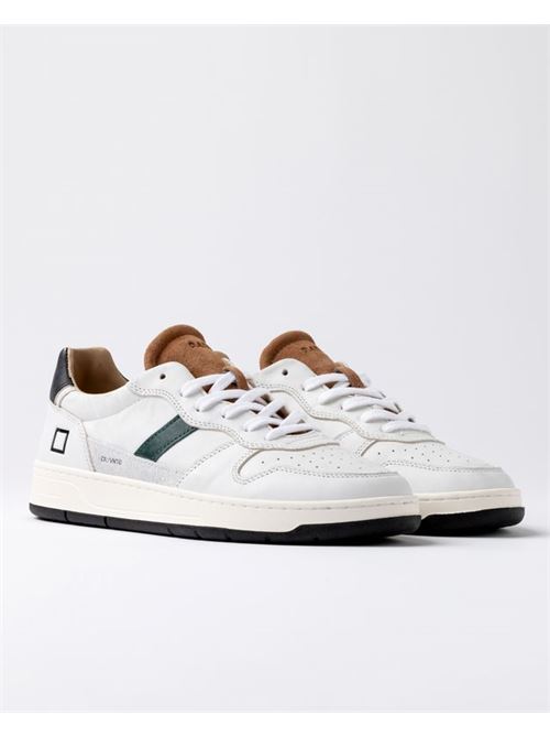 Sneakers bassa in pelle colore bianco. DATE | COURT VINTAGEWHITE CUOIO